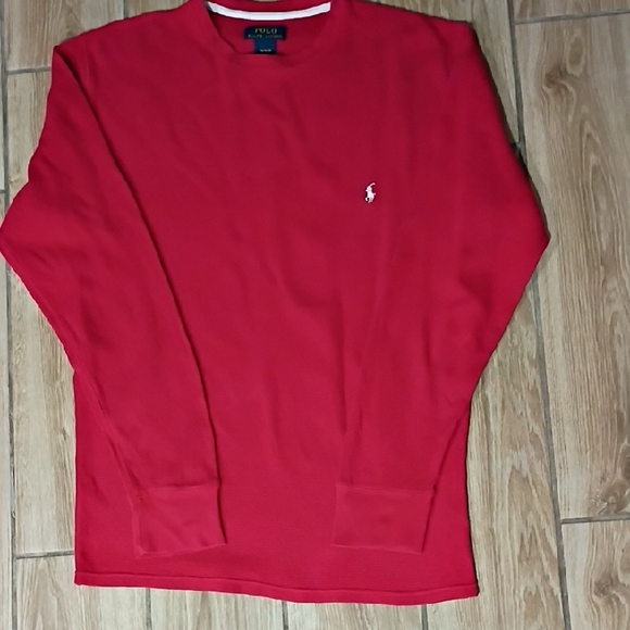 Polo by Ralph Lauren Men's Long Sleeve Red Tee - Picture 1 of 5
